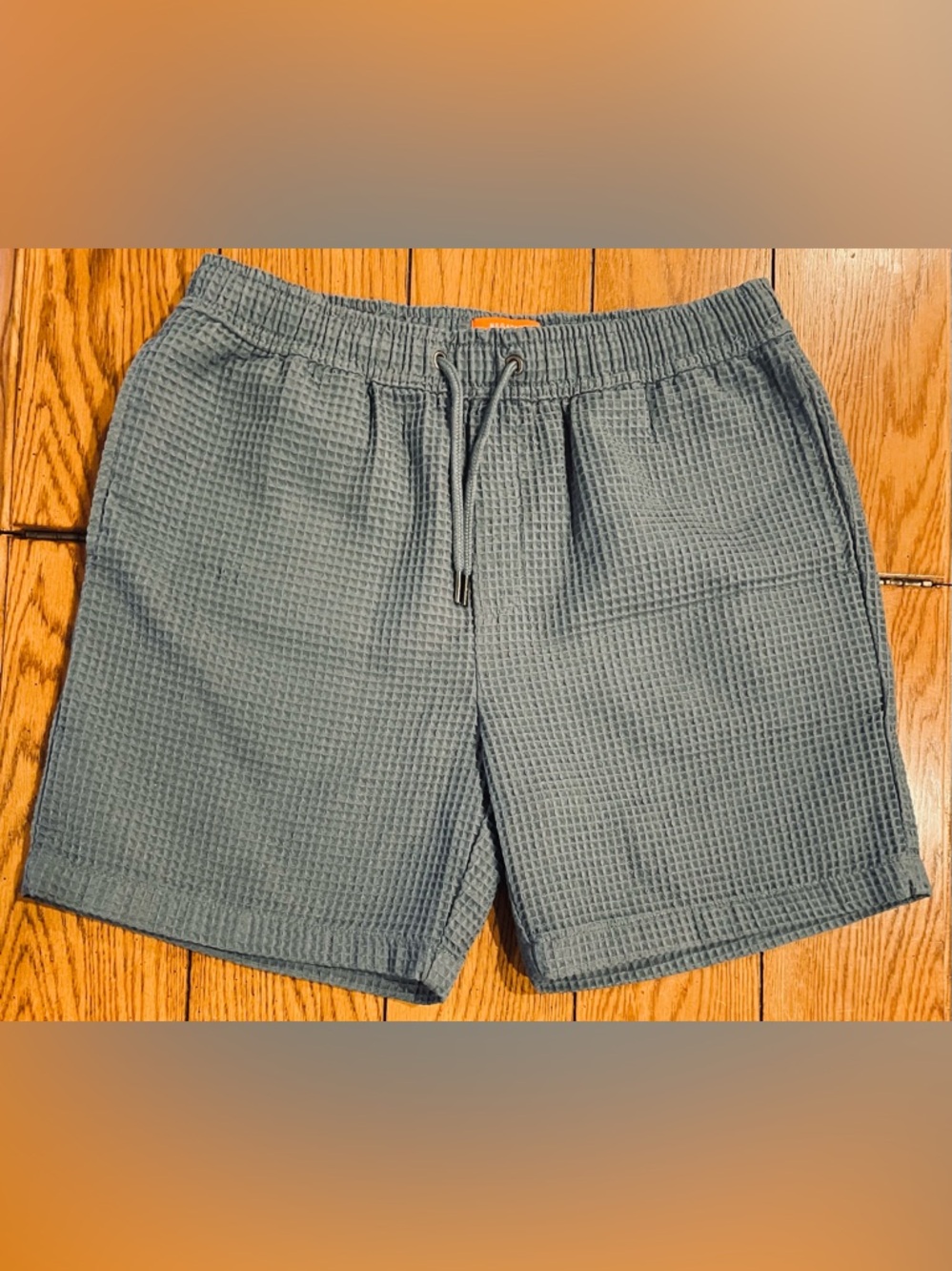 Negative Space men’s waffle shorts, size large, blue/grey color, loungewear